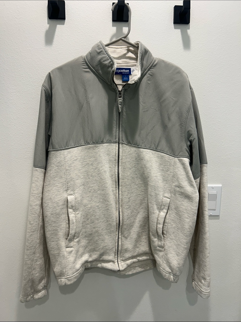 Big Cotton Two-Tone Grey Full-Zip Sweater Jacket